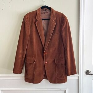 Woodmere Corduroy Blazer Mens 42L Vintage 2 Button Brown Sport Coat Academia
